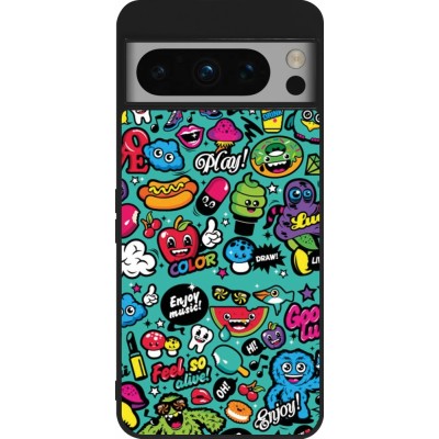 Coque Google Pixel 8 Pro - Silicone rigide noir Cartoons old school