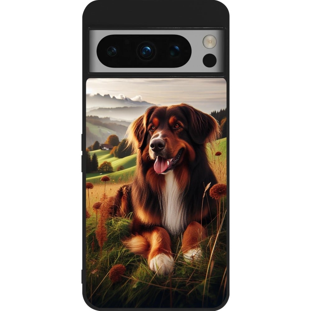 Coque Google Pixel 8 Pro - Silicone rigide noir Chien Campagne Suisse