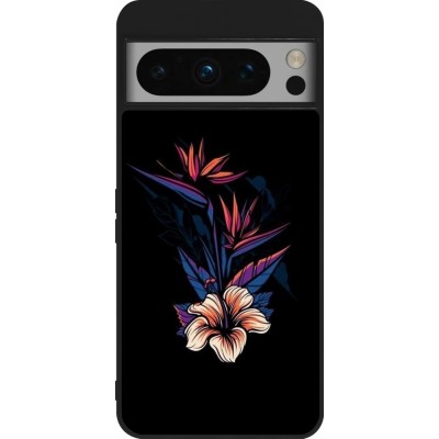 Coque Google Pixel 8 Pro - Silicone rigide noir Dark Flowers