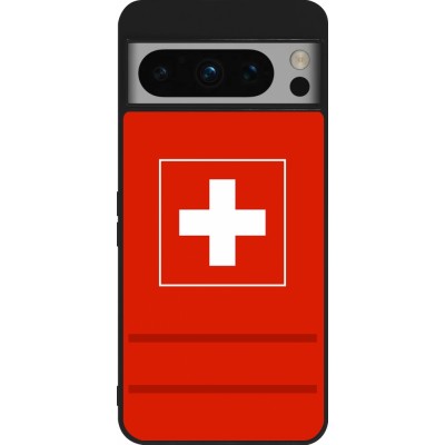 Coque Google Pixel 8 Pro - Silicone rigide noir Euro 2020 Switzerland