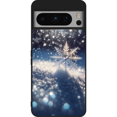 Coque Google Pixel 8 Pro - Silicone rigide noir Flocon Solaire Éclat