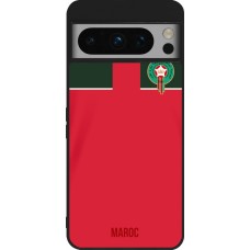 Coque Google Pixel 8 Pro - Silicone rigide noir Maillot de football Maroc 2022 personnalisable