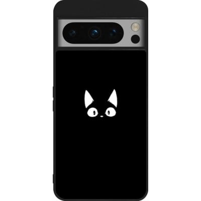 Coque Google Pixel 8 Pro - Silicone rigide noir Funny cat on black