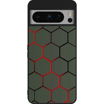 Coque Google Pixel 8 Pro - Silicone rigide noir Geometric Line red