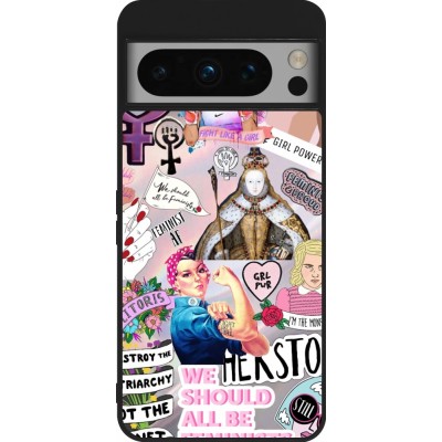 Coque Google Pixel 8 Pro - Silicone rigide noir Girl Power Collage