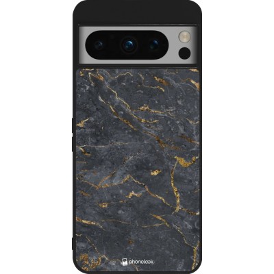 Coque Google Pixel 8 Pro - Silicone rigide noir Grey Gold Marble