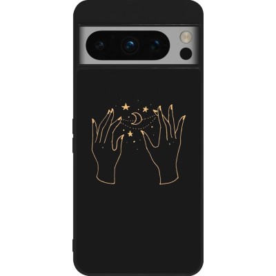 Coque Google Pixel 8 Pro - Silicone rigide noir Grey magic hands