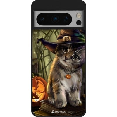 Coque Google Pixel 8 Pro - Silicone rigide noir Halloween 21 Witch cat