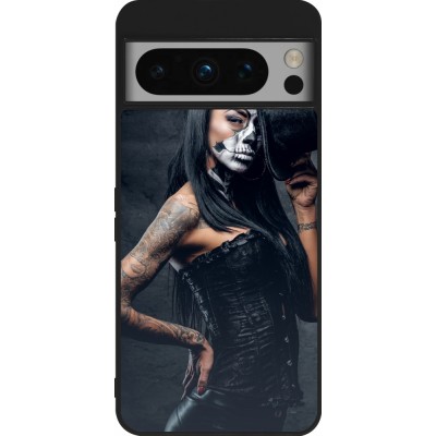 Coque Google Pixel 8 Pro - Silicone rigide noir Halloween 22 Tattooed Girl