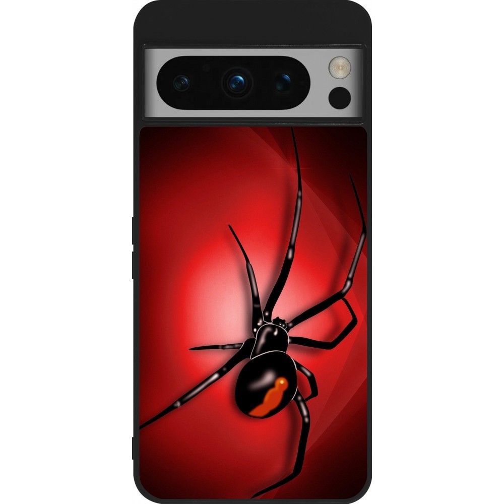 Coque Google Pixel 8 Pro - Silicone rigide noir Halloween 2023 spider black widow