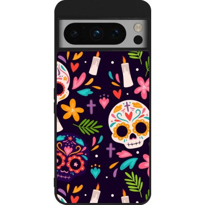 Coque Google Pixel 8 Pro - Silicone rigide noir Halloween 2023 mexican style