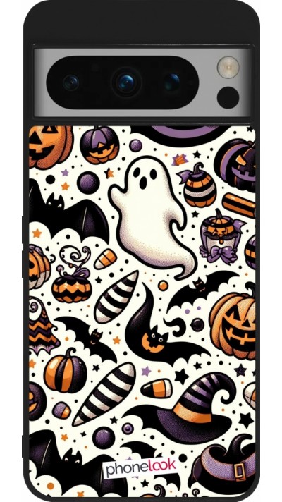 Coque Google Pixel 8 Pro - Silicone rigide noir Halloween 2024 Cute Pattern