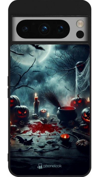 Coque Google Pixel 8 Pro - Silicone rigide noir Halloween 2024 Dark Moon