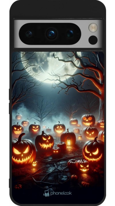 Coque Google Pixel 8 Pro - Silicone rigide noir Halloween 2024 Many Pumpkins