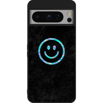 Coque Google Pixel 8 Pro - Silicone rigide noir Happy smiely irisé