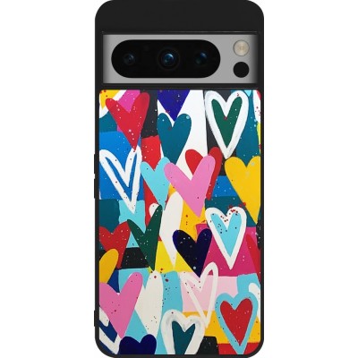 Coque Google Pixel 8 Pro - Silicone rigide noir Joyful Hearts