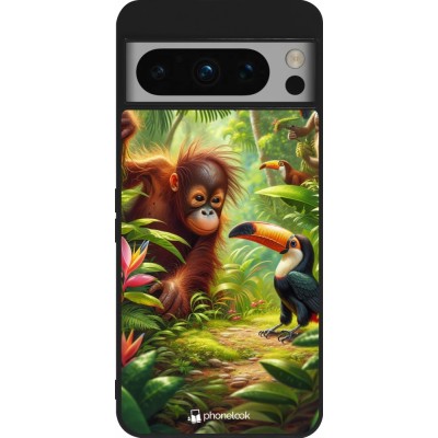 Coque Google Pixel 8 Pro - Silicone rigide noir Jungle Tropicale Tayrona