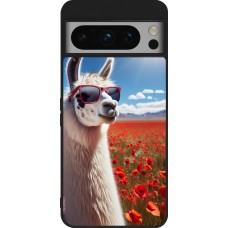 Coque Google Pixel 8 Pro - Silicone rigide noir Lama Chic en Coquelicot