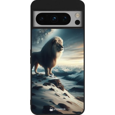 Coque Google Pixel 8 Pro - Silicone rigide noir Le lion blanc