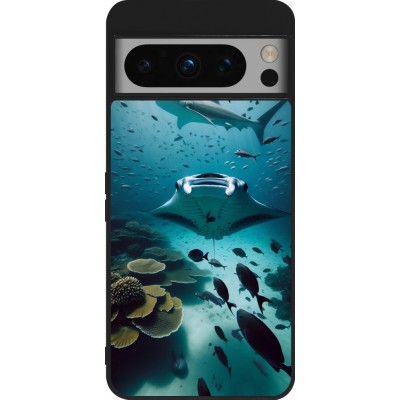 Coque Google Pixel 8 Pro - Silicone rigide noir Manta Lagon Nettoyage