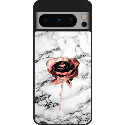 Coque Google Pixel 8 Pro - Silicone rigide noir Marble Rose Gold