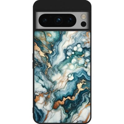 Coque Google Pixel 8 Pro - Silicone rigide noir Marbre Vert Bleu Doré