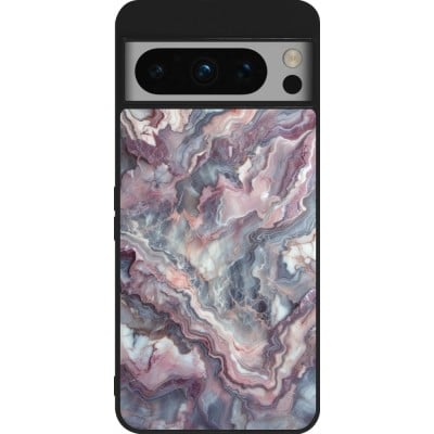 Coque Google Pixel 8 Pro - Silicone rigide noir Marbre violette argentée