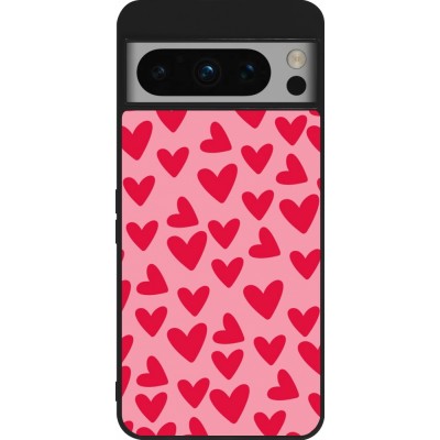 Coque Google Pixel 8 Pro - Silicone rigide noir Mom 2024 petits coeurs