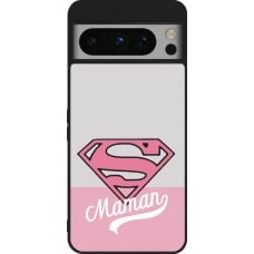 Coque Google Pixel 8 Pro - Silicone rigide noir Mom 2024 Super hero maman