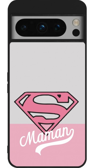 Coque Google Pixel 8 Pro - Silicone rigide noir Mom 2024 Super hero maman