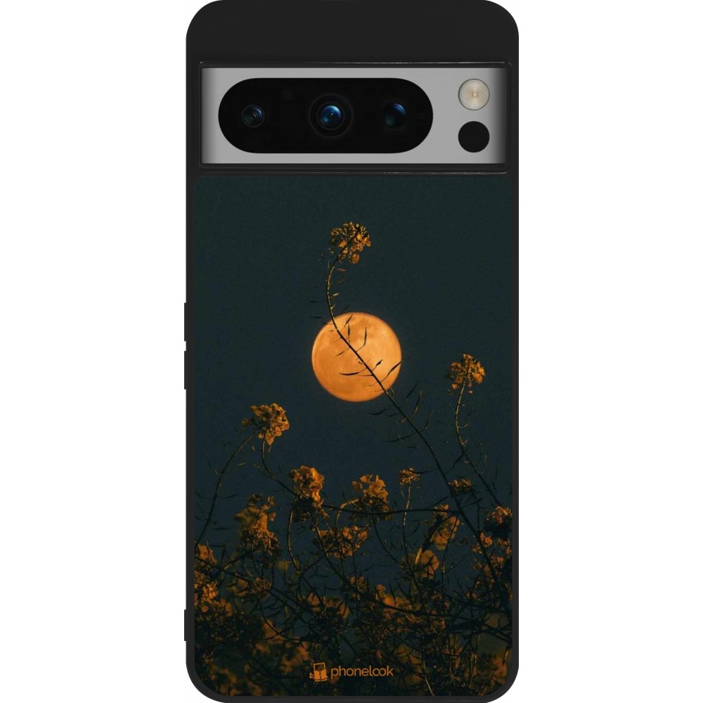 Coque Google Pixel 8 Pro - Silicone rigide noir Moon Flowers