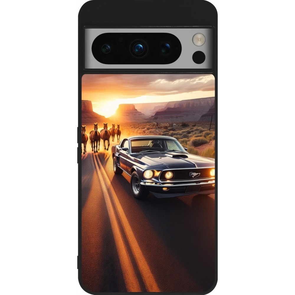 Coque Google Pixel 8 Pro - Silicone rigide noir Mustang 69 Grand Canyon