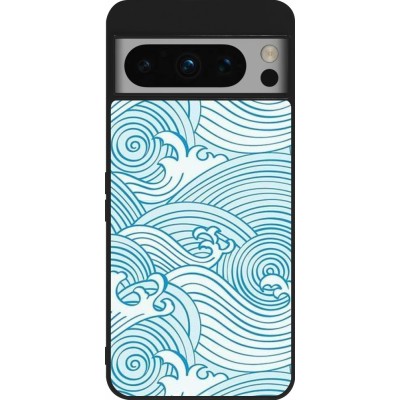 Coque Google Pixel 8 Pro - Silicone rigide noir Ocean Waves