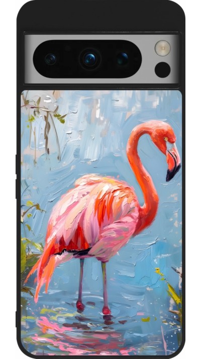 Coque Google Pixel 8 Pro - Silicone rigide noir Paint Flamingo