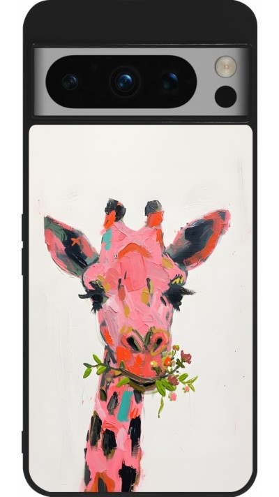 Coque Google Pixel 8 Pro - Silicone rigide noir Pink Girafe Paint