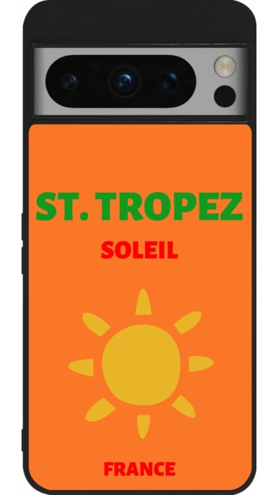 Coque Google Pixel 8 Pro - Silicone rigide noir Pop Summer Destination St-Tropez