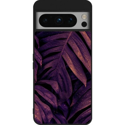 Coque Google Pixel 8 Pro - Silicone rigide noir Purple Light Leaves