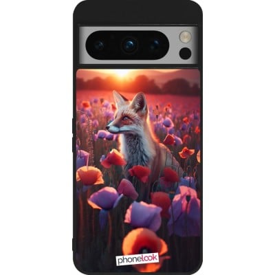 Coque Google Pixel 8 Pro - Silicone rigide noir Renard pourpre au crépuscule