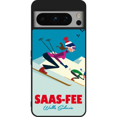 Coque Google Pixel 8 Pro - Silicone rigide noir Saas-Fee Ski Downhill