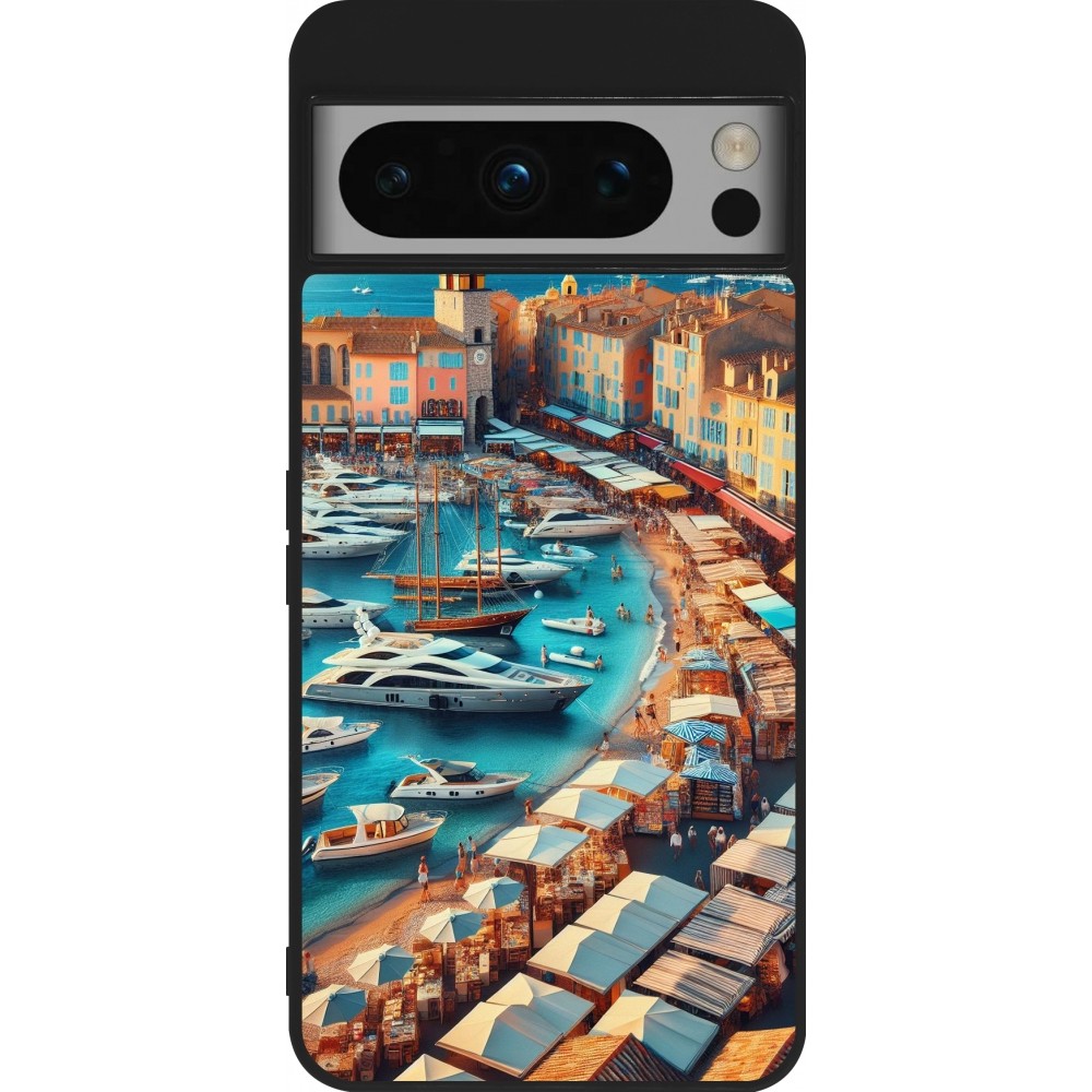 Google Pixel 8 Pro Case Hülle - Silikon schwarz Saint-Tropez Strand