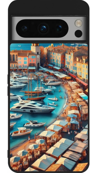 Coque Google Pixel 8 Pro - Silicone rigide noir Saint-Tropez Beach