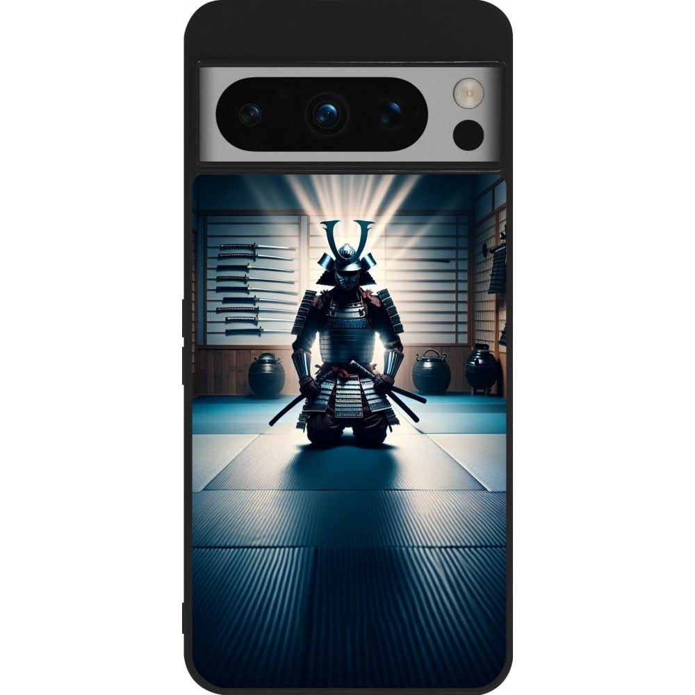 Coque Google Pixel 8 Pro - Silicone rigide noir Samouraï en prière