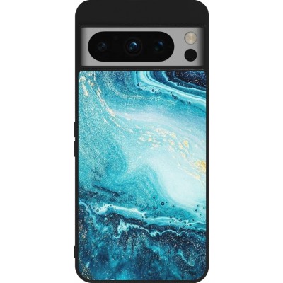 Coque Google Pixel 8 Pro - Silicone rigide noir Sea Foam Blue