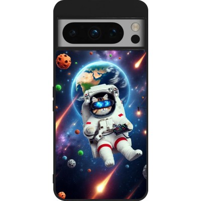 Coque Google Pixel 8 Pro - Silicone rigide noir VR SpaceCat Odyssey