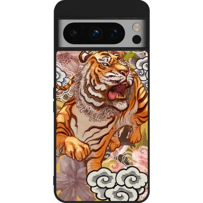 Coque Google Pixel 8 Pro - Silicone rigide noir Spring 23 japanese tiger