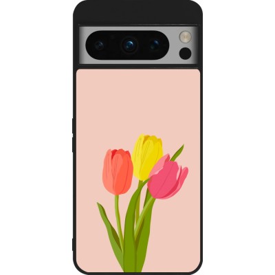 Coque Google Pixel 8 Pro - Silicone rigide noir Spring 23 tulip trio