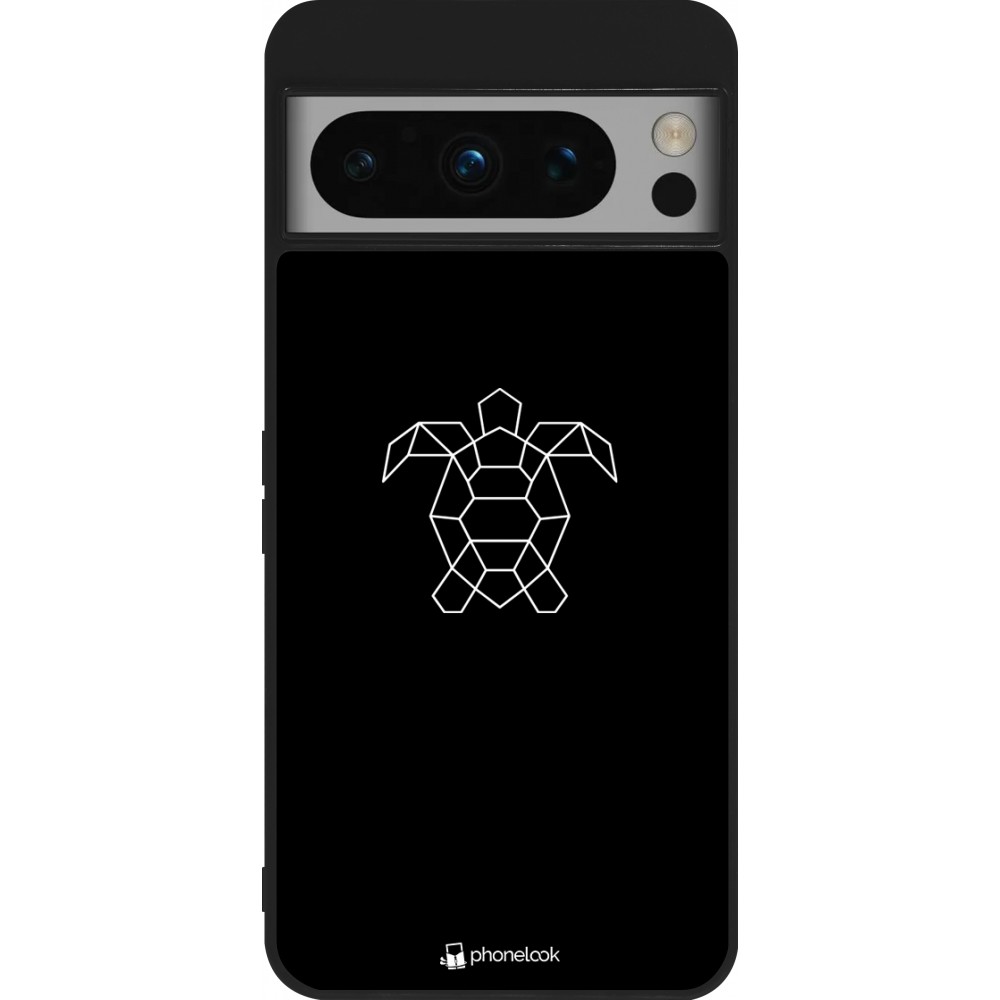 Coque Google Pixel 8 Pro - Silicone rigide noir Turtles lines on black