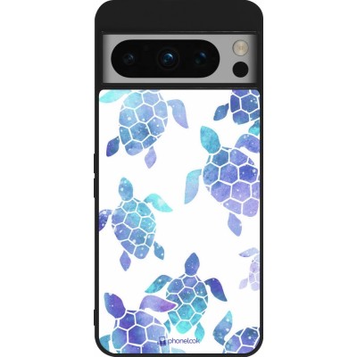 Coque Google Pixel 8 Pro - Silicone rigide noir Turtles pattern watercolor