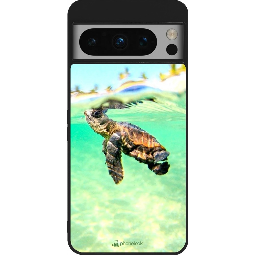 Coque Google Pixel 8 Pro - Silicone rigide noir Turtle Underwater