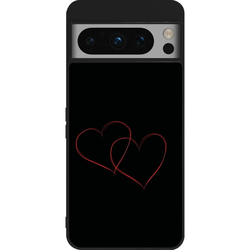 Coque Google Pixel 8 Pro - Silicone rigide noir Valentine 2023 attached heart